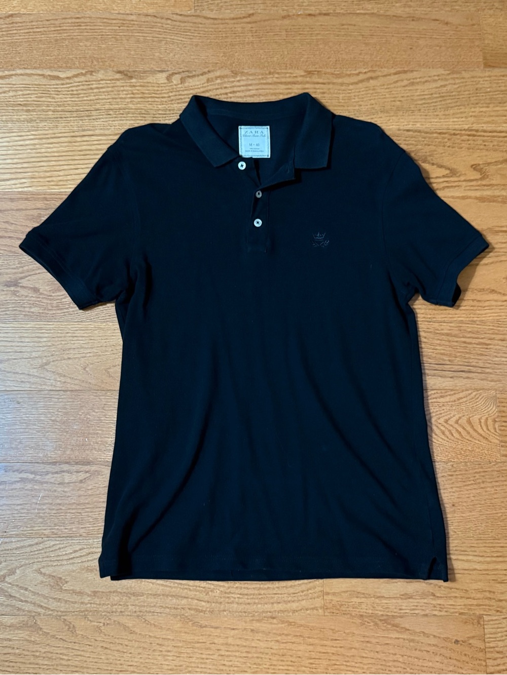 Men’s Zara Black Short Sleeve Polo Shirt - Size Medium